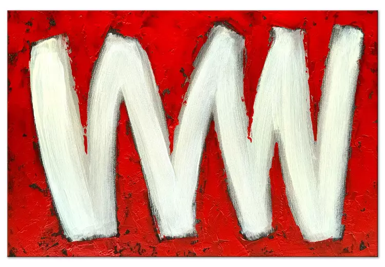 Dwie litery W (1-częściowy) szeroki - abstrakcja na czerwonym tle