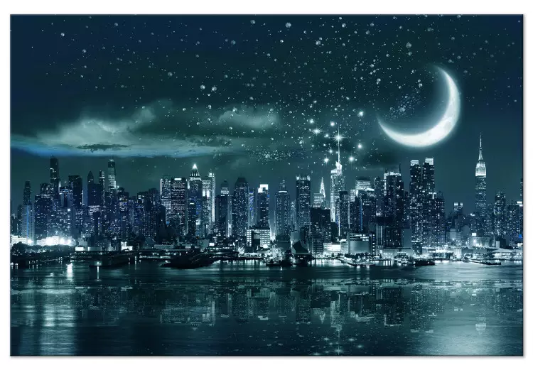Księżyc nad Manhattanem (1-częściowy) szeroki - Nowy Jork po zmroku