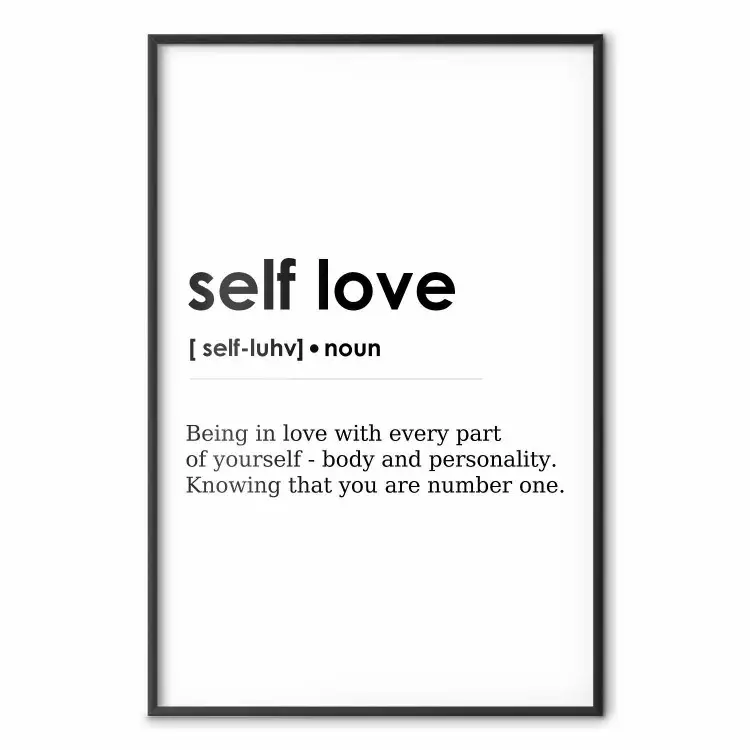 Self Love - czarne napisy po angielsku na białym kontrastującym tle