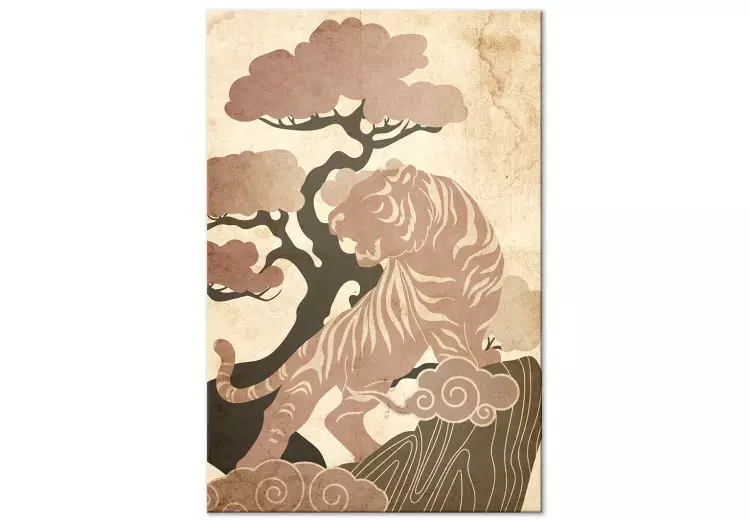 Azjatycki król (1-częściowy) pionowy - dziki kot wśród drzew i chmur