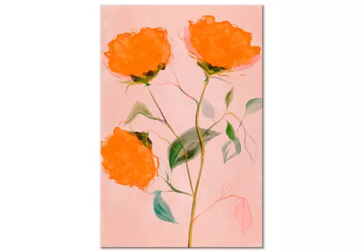 Pomarańczowe kwiaty (1-częściowy) pionowy - trzy róże w rozkwicie