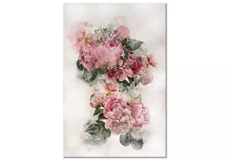 Piwonie w rozkwicie (1-częściowy) pionowy - różowe kwiaty i jasne tło