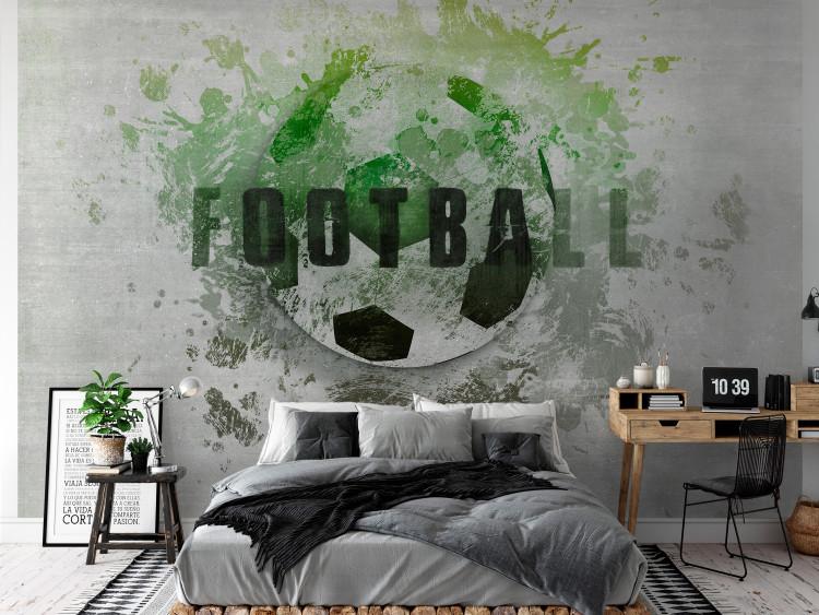 Fototapeta Hobby to piłka nożna - zielony motyw z piłką i napisem po angielsku