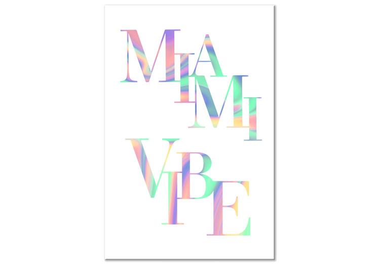 Obraz na płótnie Napis Miami Vibe - holograficzny tekst w pastelowo-tęczowych kolorach