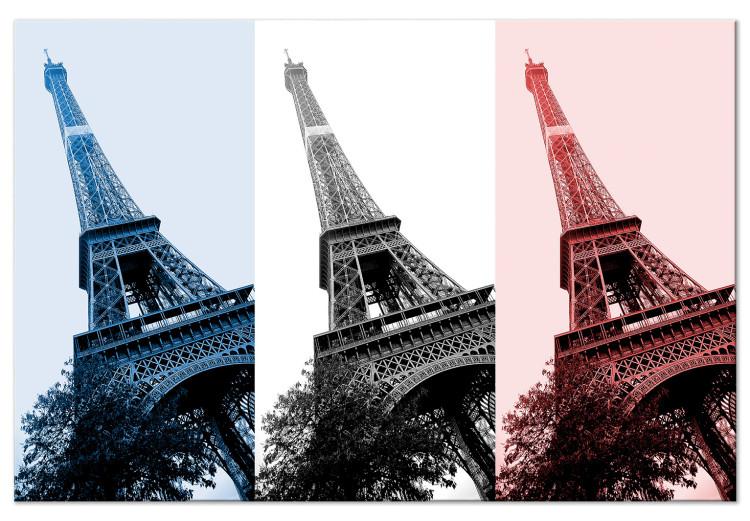 Obraz na płótnie Paryski kolaż - zdjęcia wieży Eiffla w narodowych barwach Francji