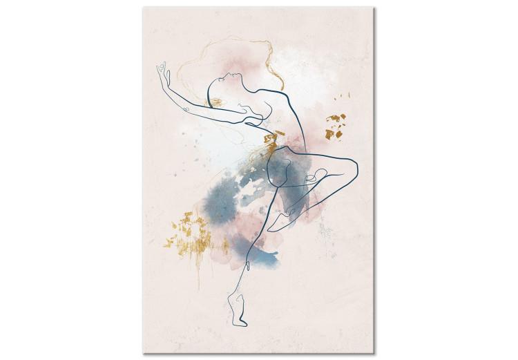 Obraz na płótnie Linearna balerina - rysunek tańczącej kobiety i delikatne plamy akwareli