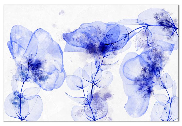 Obraz na płótnie Błękitne kwiaty - rośliny malowane akwarelami i tuszem