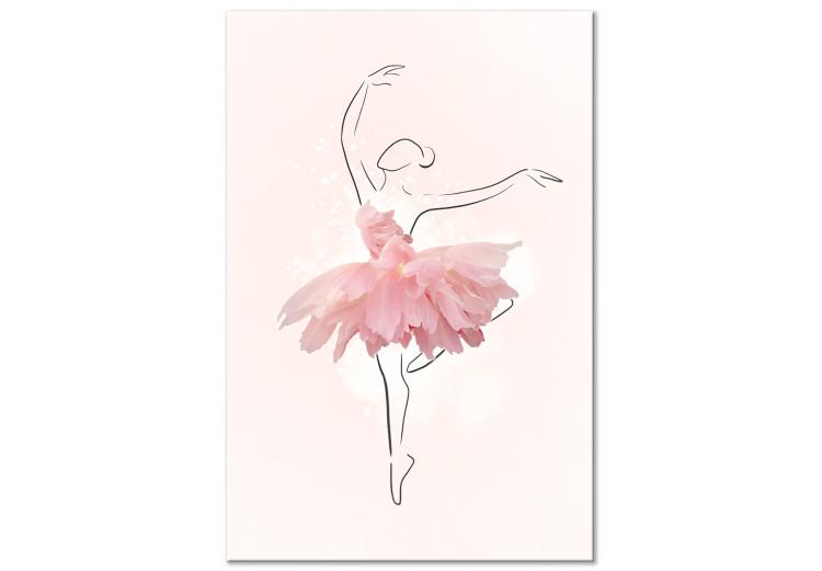 Obraz na płótnie Baletnica - lineart tancerki w sukience z różowych płatków kwiatów