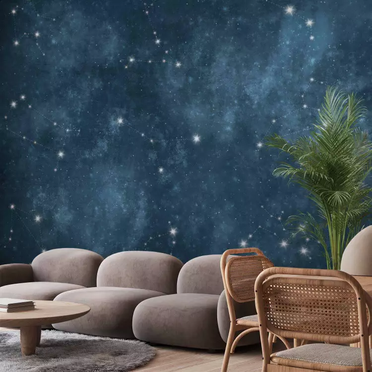 Gwiazdy - konstelacje znaków zodiaku w granatowym kosmosie