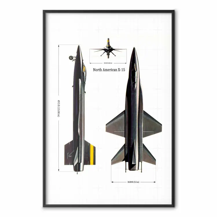 North American X-15 - samolot rakietowy w rzucie z wymiarami