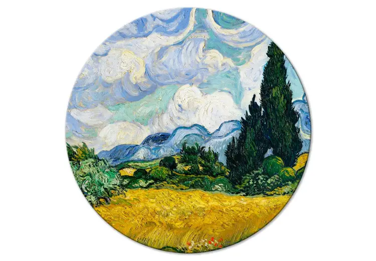 Vincent Van Gogh - krajobraz z żółtym polem parzenicy i cyprys