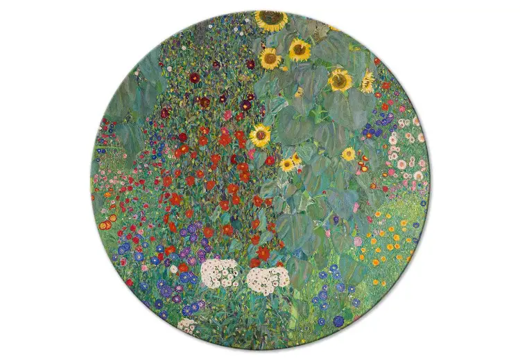 Ogród wiejski ze słonecznikami, Gustav Klimt - różnokolorowe kwiaty