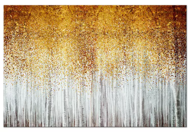 Jesienny park - abstrakcyjna grafika z drzewami w złotych kolorach