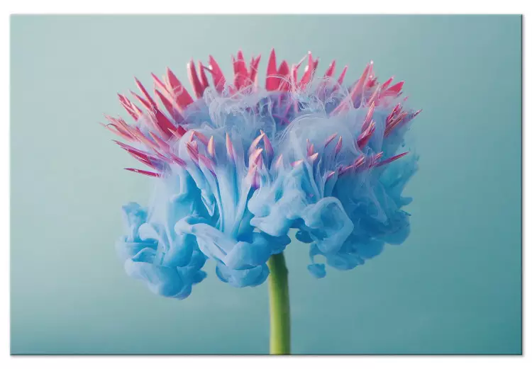 Abstrakcyjny kwiat - różowo-niebieski motyw florystyczny