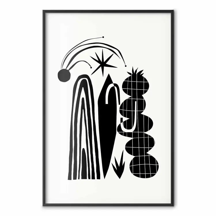 Monochromatyczna kompozycja - czarno-białe łuki i formy roślinne