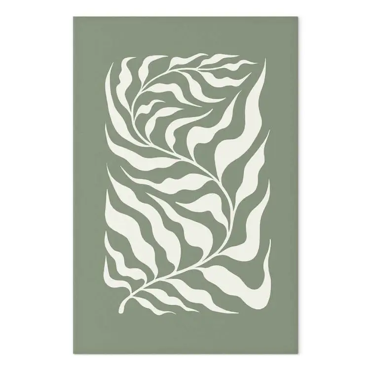 Botaniczny wzór - roślina na szałwiowym podkładzie inspirowana Matisse