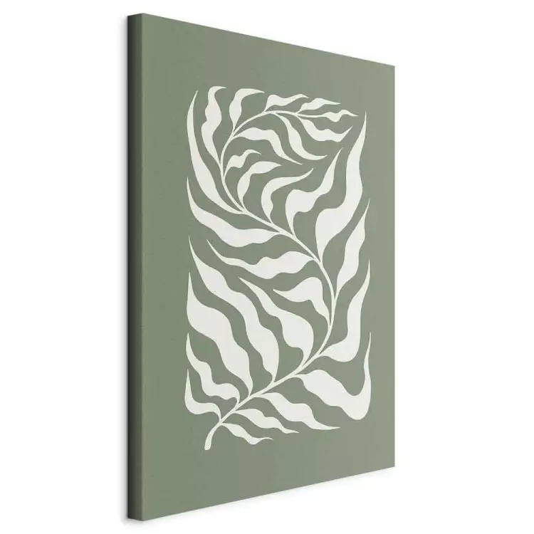 Botaniczny wzór - roślina na szałwiowym podkładzie inspirowana Matisse