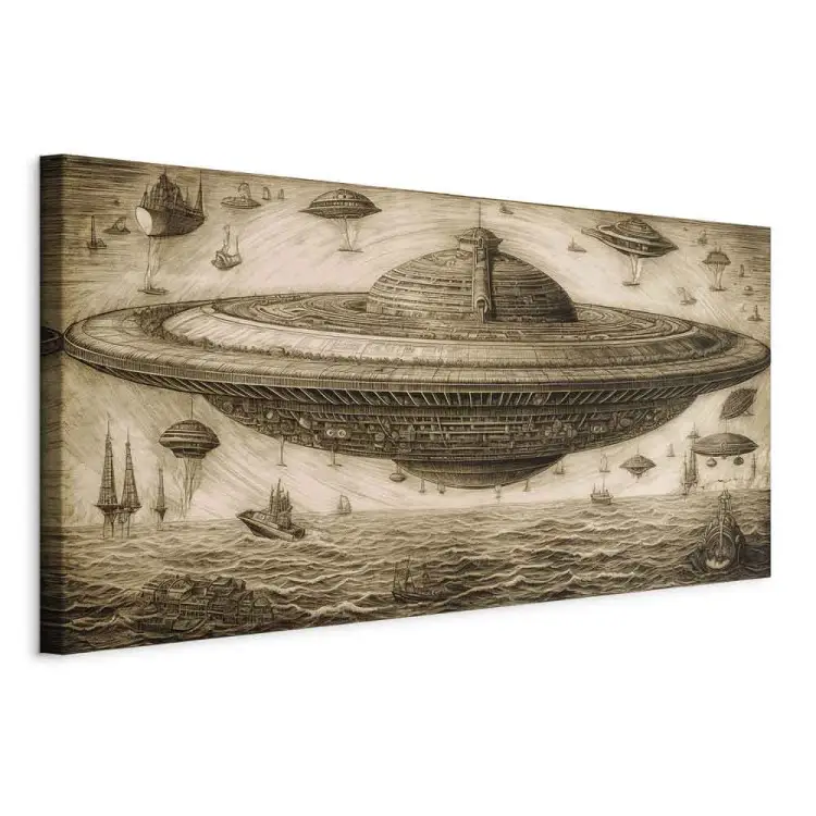 Statek ufo - szkic inspirowany stylem Leonarda da Vinci