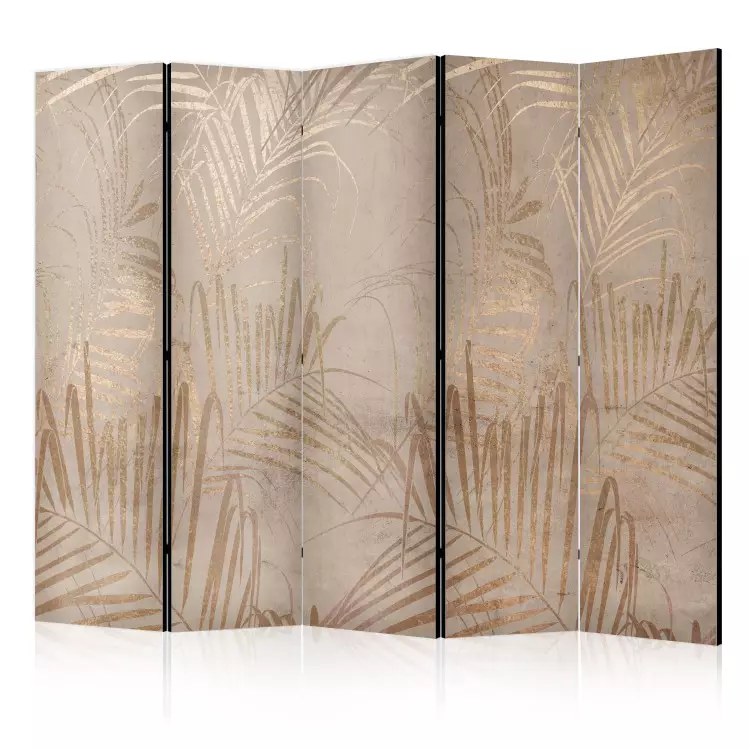 Wybrzeże palm II - artystyczna beżowa kompozycja z liśćmi