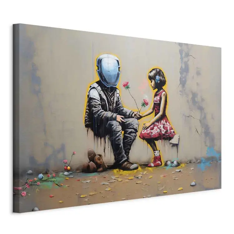 Spotkanie z AI - futurystyczne kolorowe graffiti w stylu Banksy