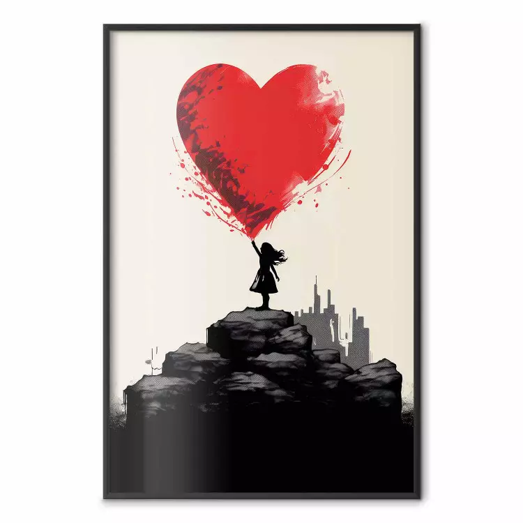 Czerwone serce - dziewczynka z balonem inspirowana stylem Banksy