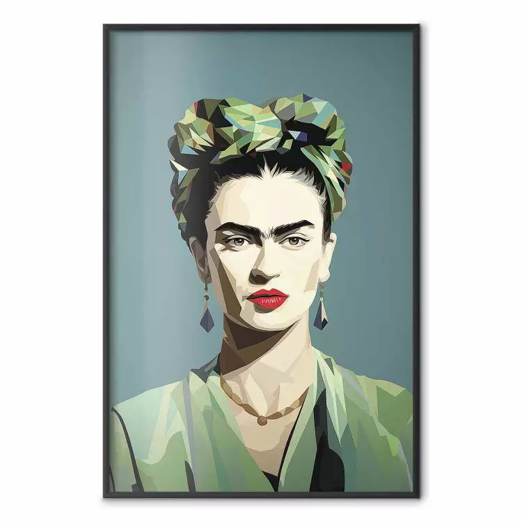 Zielona Frida - geometryczny i minimalistyczny portret kobiety