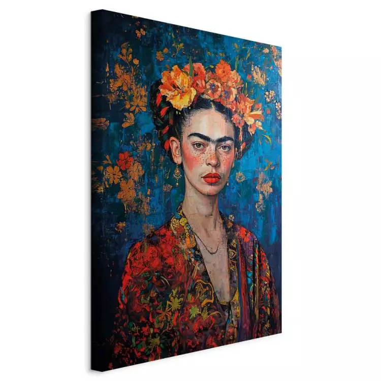 Portret Fridy - kompozycja w stylu Klimta na granatowym tle