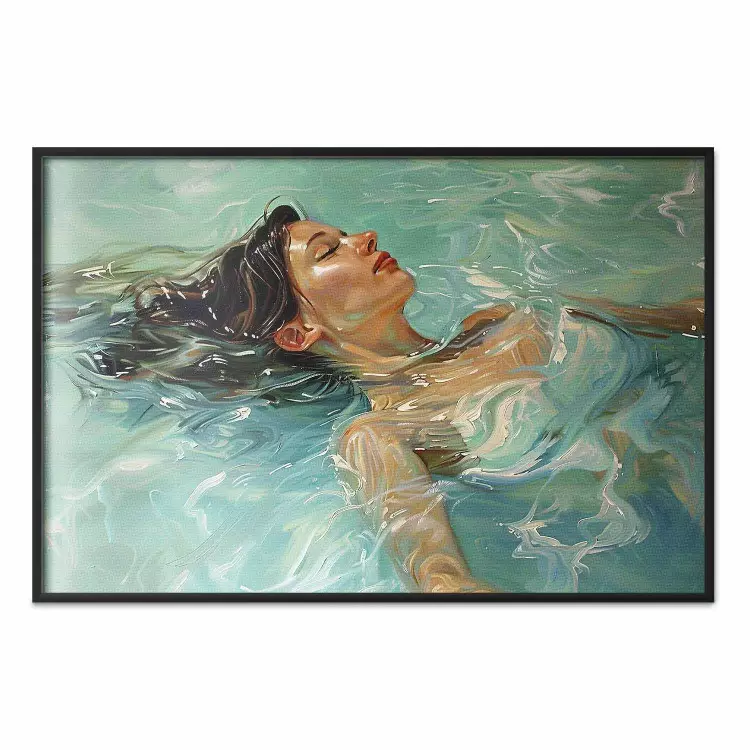 Relaksujący spokój - kobieta zanurzona w wodzie w promieniach słońca