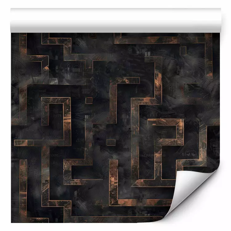 Industrialny labirynt - geometryczny wzór w ciemnych odcieniach