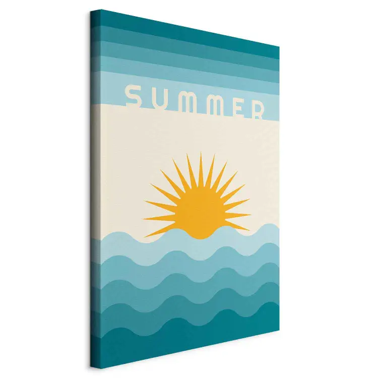 Słoneczny Brzeg - grafika retro z napisem Summer i morskim krajobrazem