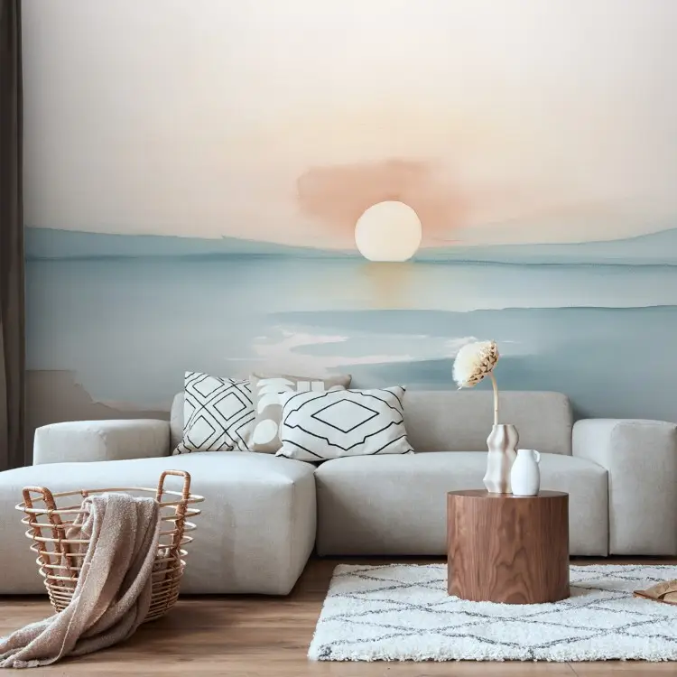 Delikatny wschód - minimalistyczne słońce nad spokojnym oceanem
