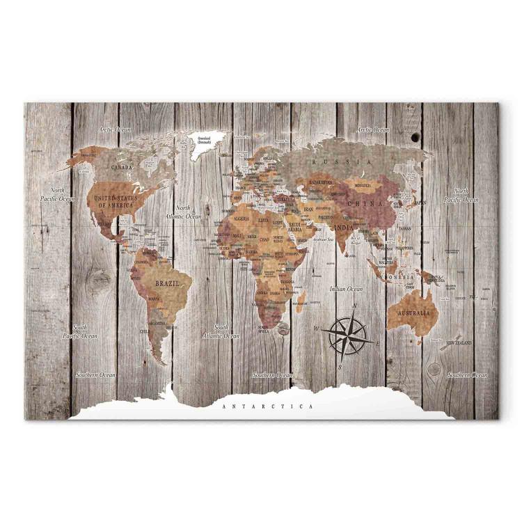 Obraz na płótnie Mapa świata: Drewniane historie