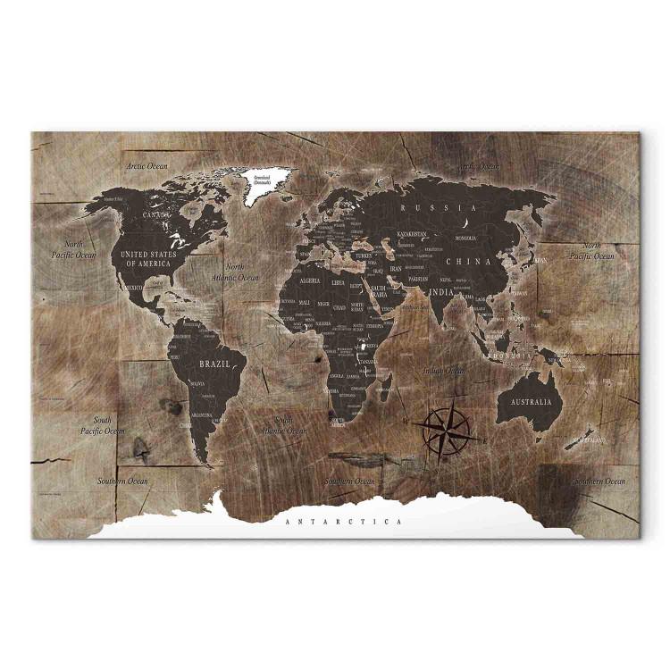 Obraz na płótnie Mapa świata: Drewniana mozaika