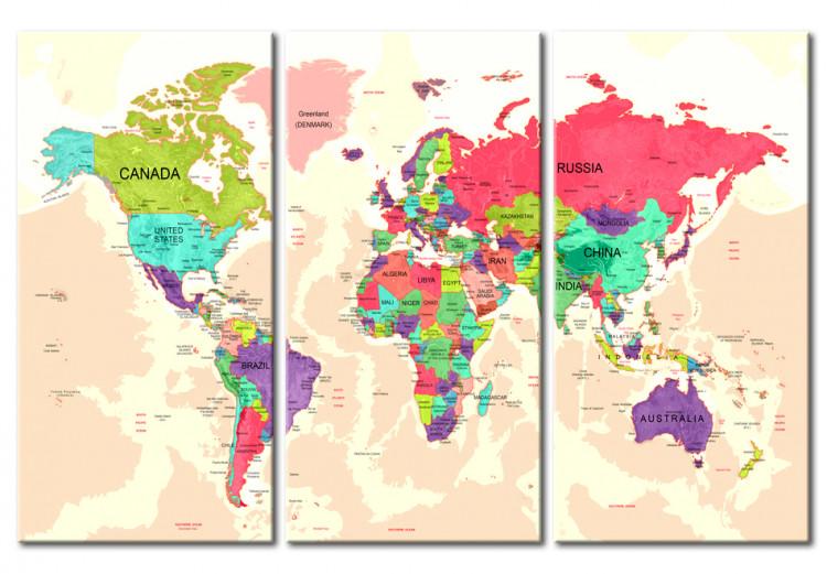 Obraz na płótnie Mapa świata: Geografia kolorów