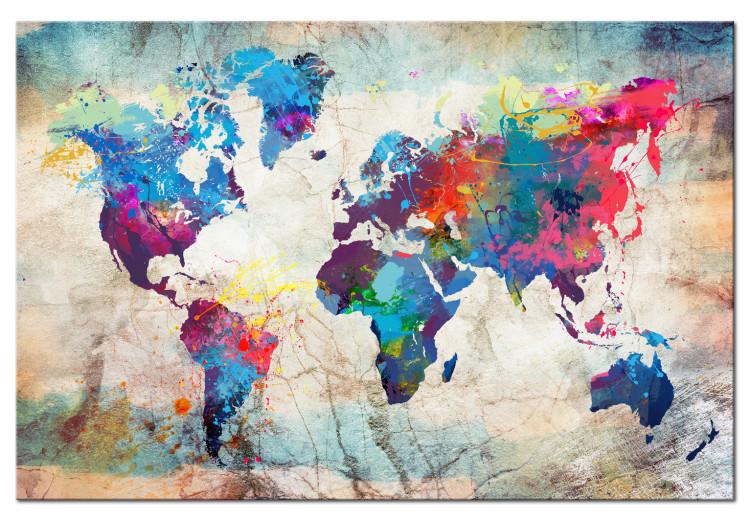 Obraz na płótnie Mapa świata: Kolorowe szaleństwo