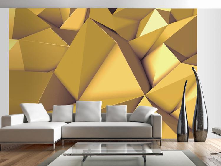 Fototapeta Abstrakcyjna iluzja geometryczna 3D - kompozycja w złotym kolorze