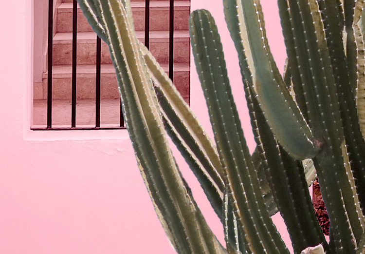 Plakat Kaktus Miami - różowy wakacyjny dom na tle błękitnego nieba i światła 144500 additionalImage 10