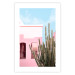 Plakat Kaktus Miami - różowy wakacyjny dom na tle błękitnego nieba i światła 144500 additionalThumb 18