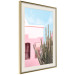 Plakat Kaktus Miami - różowy wakacyjny dom na tle błękitnego nieba i światła 144500 additionalThumb 11