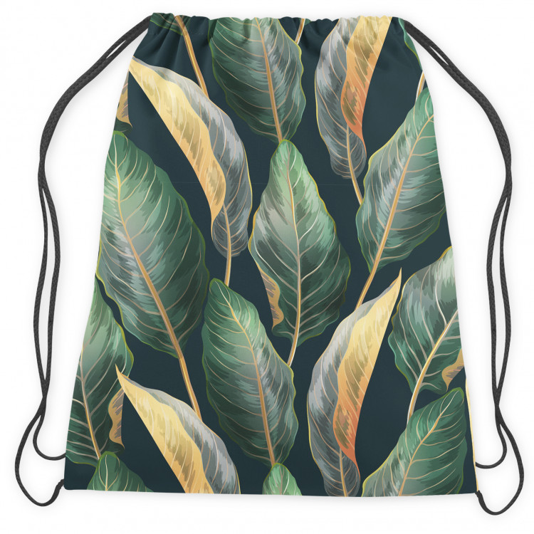 Worek plecak Złoto-zielone egzotyczne liście - roślinny wzór w modnym stylu 147400 additionalImage 2
