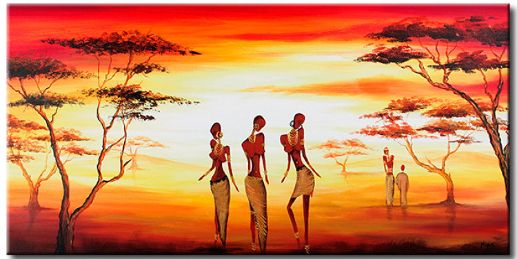 Obraz Taniec Afryki (1-częściowy) - krajobraz z drzewami i zachodem słońca 47200