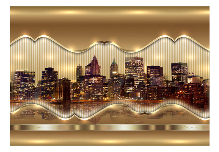 Fototapeta Nowy Jork - Most Brookliński z wieżowcami i odbiciem w stylu glamour 61500 additionalImage 1