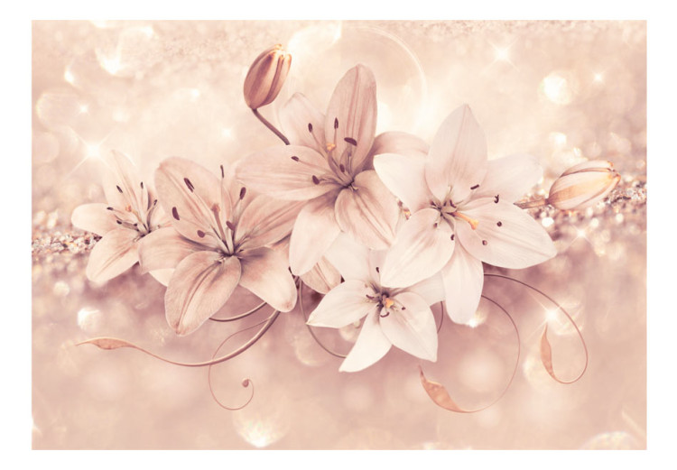 Fototapeta Klejnoty światła - kwiaty lilii na tle z delikatnymi ornamentami 77300 additionalImage 1