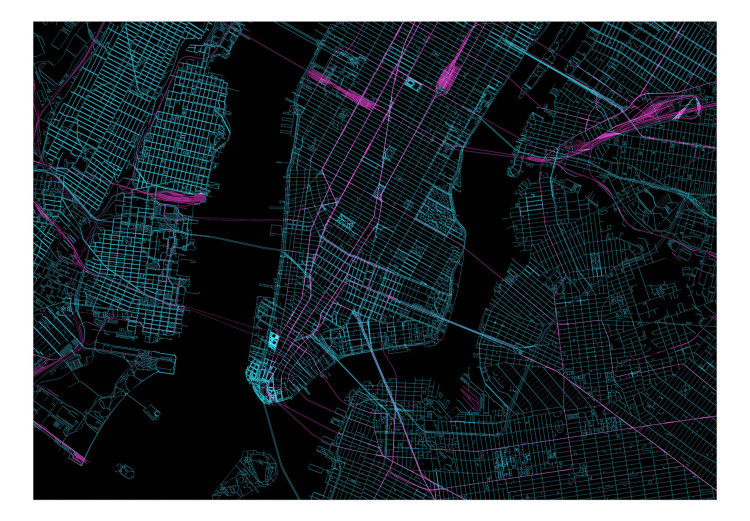Fototapeta Mapa Manhattanu - plan dzielnicy Nowego Jorku na czarnym tle 131610 additionalImage 1
