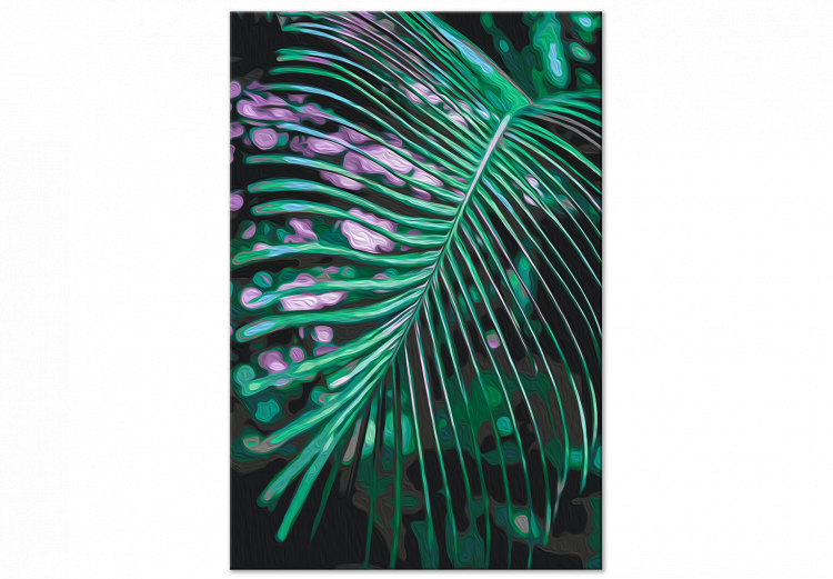 Obraz do malowania po numerach Świeżość poranka - zielony liść palmowy z kroplami wody 146210 additionalImage 3
