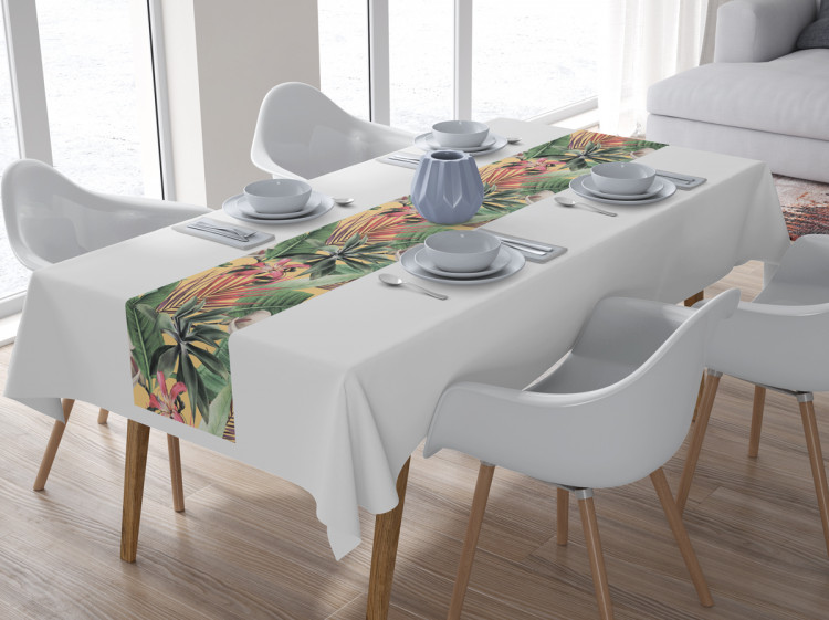 Bieżnik na stół Flora lasu deszczowego - roślinny wzór z białymi kwiatami i liśćmi 147210 additionalImage 4