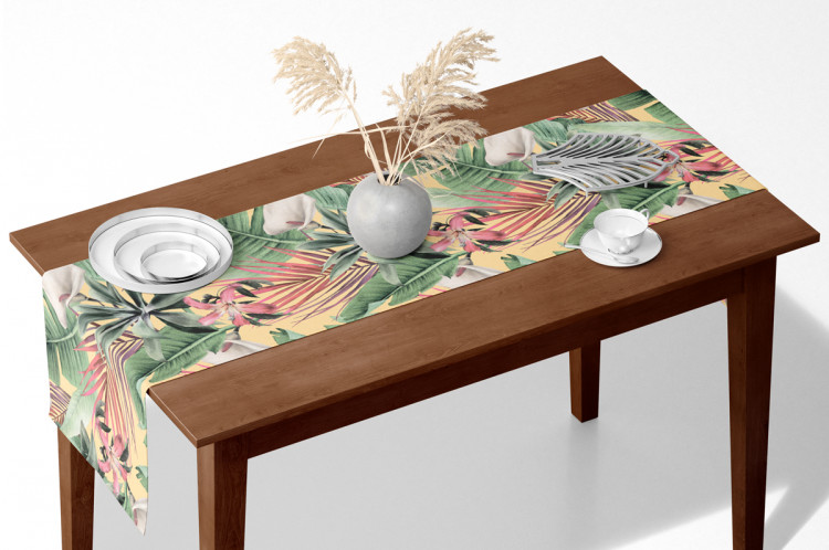 Bieżnik na stół Flora lasu deszczowego - roślinny wzór z białymi kwiatami i liśćmi 147210 additionalImage 2