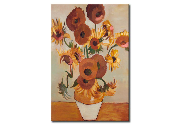 Obraz Kwiaty inspirowane Van Goghiem (1-częściowy) - słoneczniki w wazonie 48610