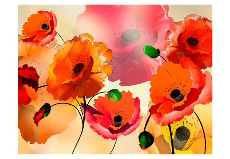 Fototapeta Aksamitne maki - abstrakcja kwiatów maku w energetycznych kolorach 60410 additionalImage 1
