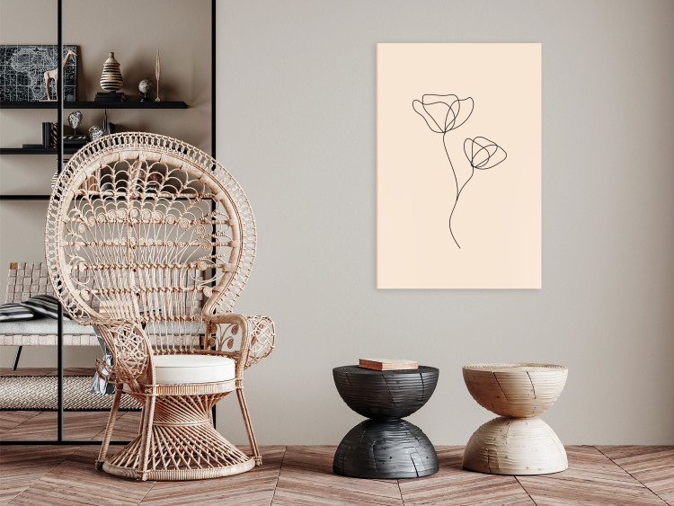 Obraz Linearny kwiat - minimalistyczna kompozycja na beżowym tle 146320 additionalImage 3